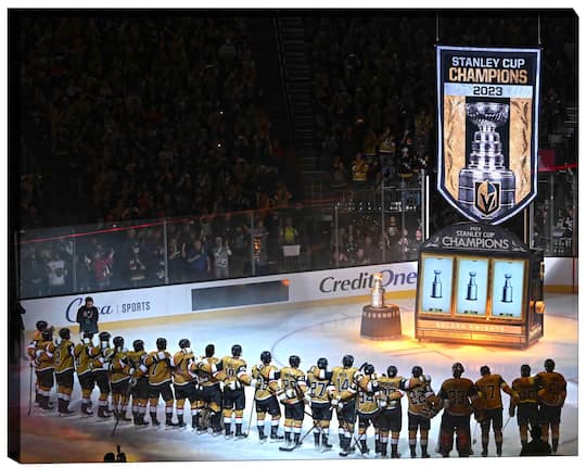 Vegas Golden Knights 16" x 20" Canvas Banner Raising Line-up-H 20" x 16"